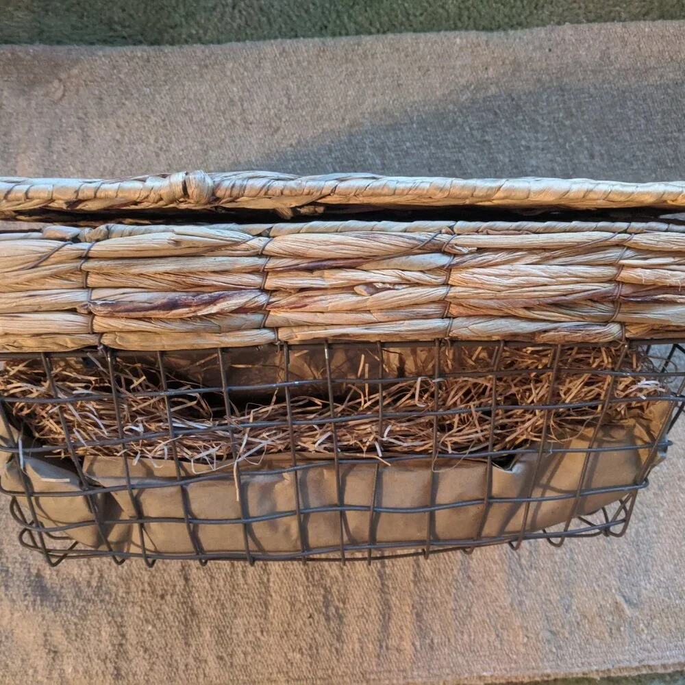 Breathable See-through Wired Gift Basket w/ Lid for Pet Cage Crate Storage Bin